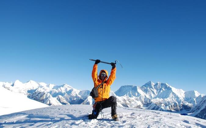 Toppen av Mera Peak, 6476 meter högt.