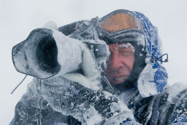 Insnöad fotograf